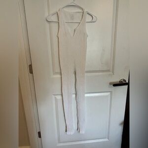 White one piece ribbed onesie One Size